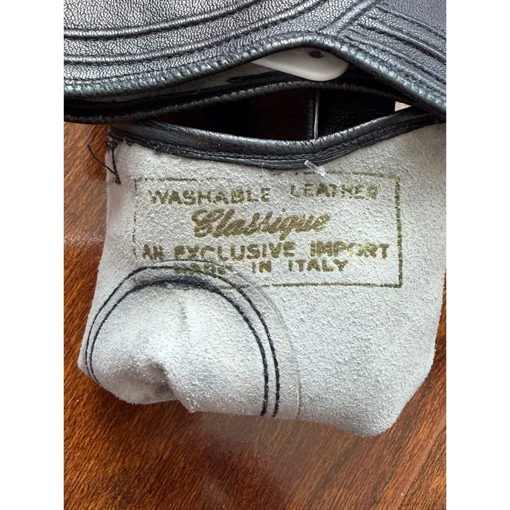 Classique Vintage Black Washable Leather Gloves Made in Italy Decorative Stitch